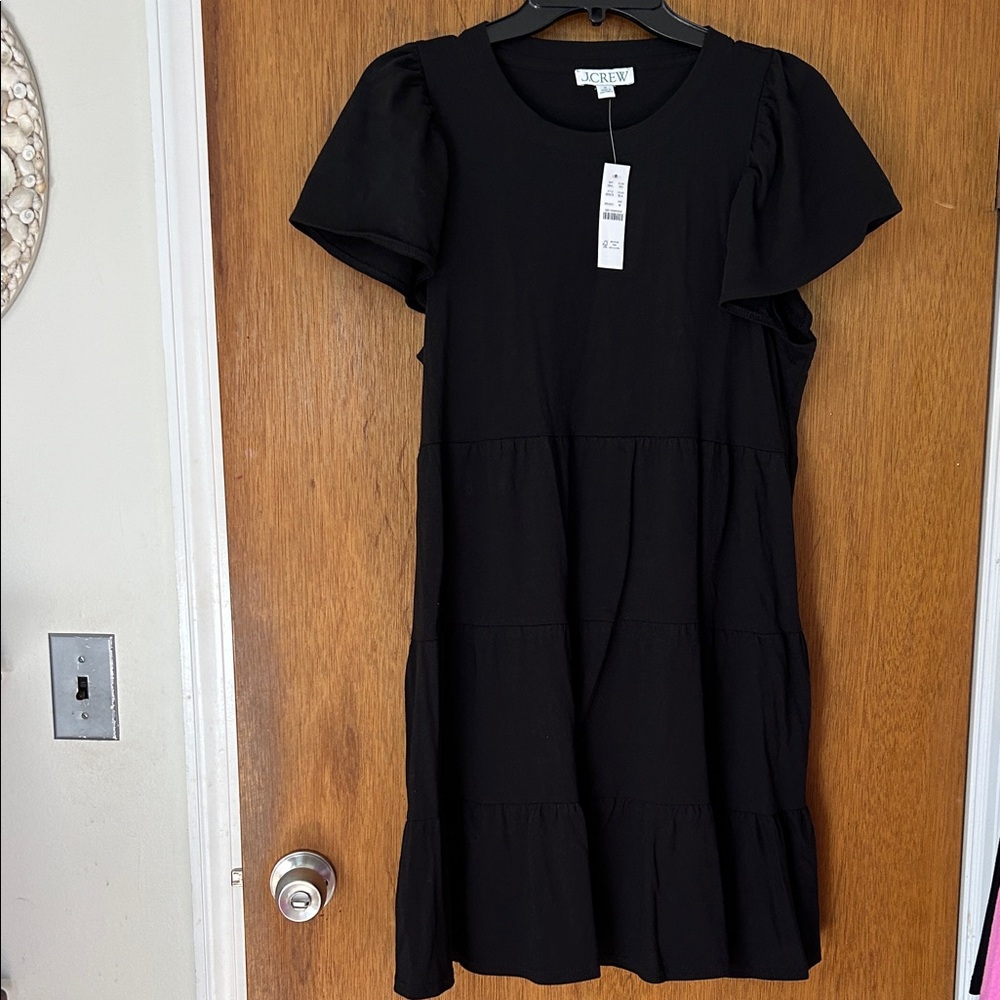 J. Crew Factory Black Ruffle Sleeve Mini Dress